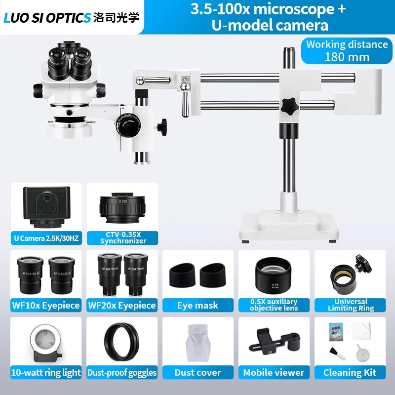 BGA Rework Trinocular Stereo Microscope 3.5X-100X With 2.5K U Camera For Circuit Board Maintenance