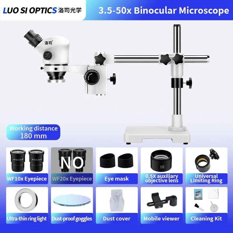 Binocular Stereo Zoom Microscope 3.5x-100x 530mm Working Distance For Surgery Training