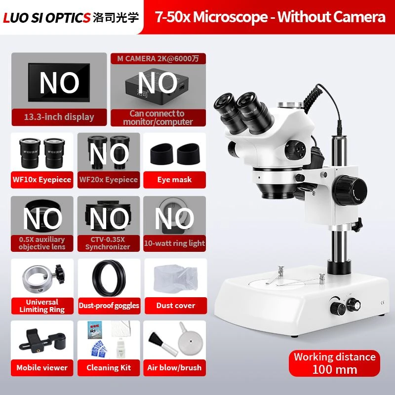 Industrial Stereo Microscope, Trinocular Top And Bottom Light Source,7-50X Magnification For Watch Identification