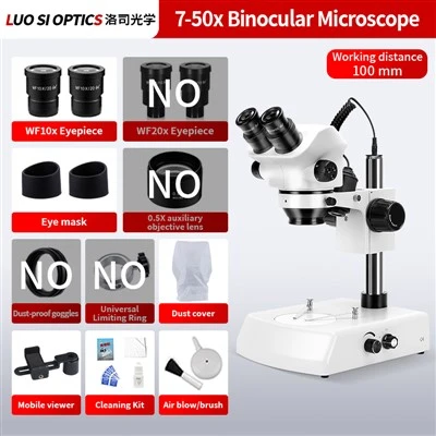 Industrial Stereo Microscope, Binocular Top And Bottom Light Source, 7-50X Magnification For Electronic Mobile Phone Repair