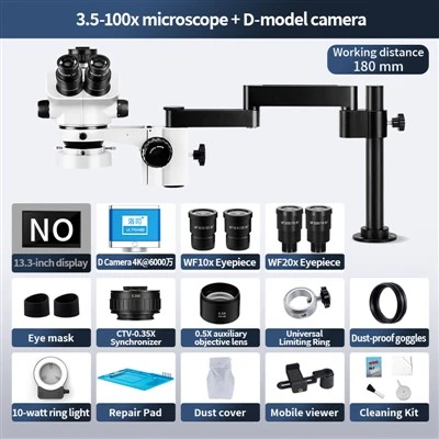 Trinocular Stereo Microscope 3.5X-100X Articulating Arm 4K ULTRAHD 60MP D Camera For Metallurgical QC Assembly