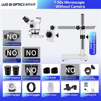 Trinocular Stereo Microscope 7x-50x 530mm Working Distance For Surgery Practice