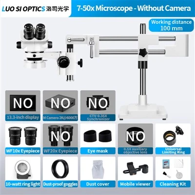 Trinocular Stereo Microscope 7X-50X With WF10X Eyepieces 100mm Working Distance For Clock Restoration And Coin Collecting