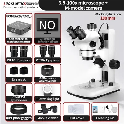 Trinocular Stereo Zoom Microscope With HDMI Camera Port 3.5X-100X For Digital Documentation And Teaching Demonstration