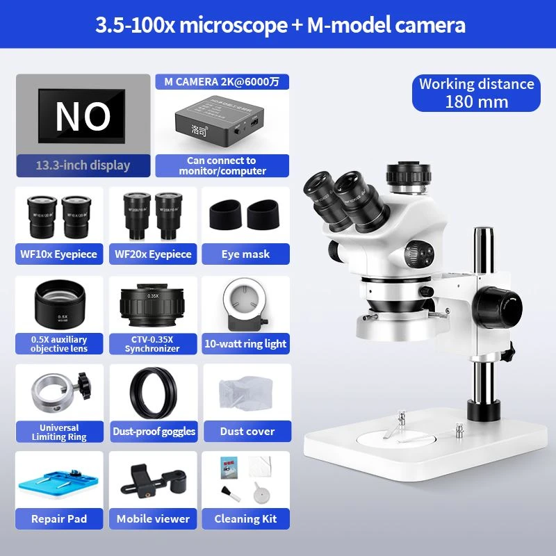 Stereo Zoom Microscope 3.5x-100x With Camera For Digital Imaging And Inspection