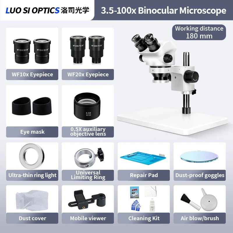 SZM7050 Binocular Stereo Microscope 3.5X-100X Base LED Illumination For Entomology Insect Observation And Biology Dissecting