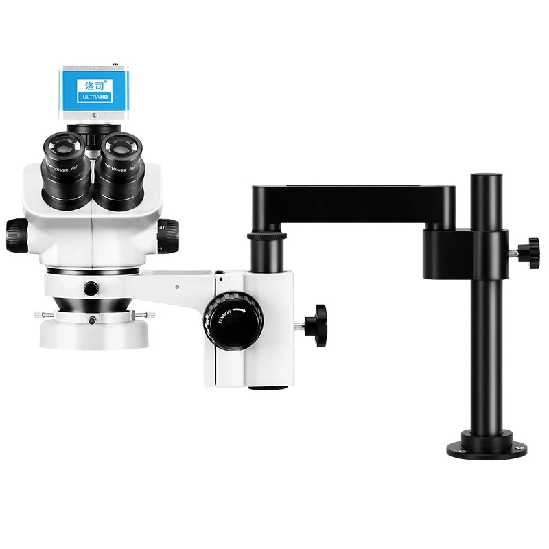 Trinocular Stereo Microscope 3.5X-100X Swivel Boom Arm With 2.5K U Camera 180mm Working Distance For Clock Repair high quality