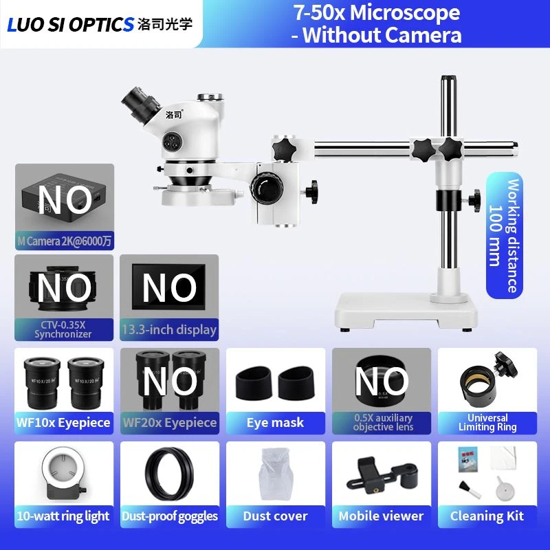 Trinocular Stereo Microscope 7x-50x 530mm Working Distance For Surgery Practice