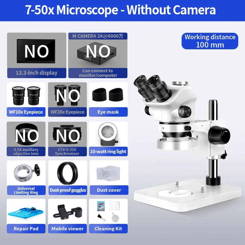 Trinocular Stereo Microscope 7x-50x Zoom For Coin Grading And Watch Repair