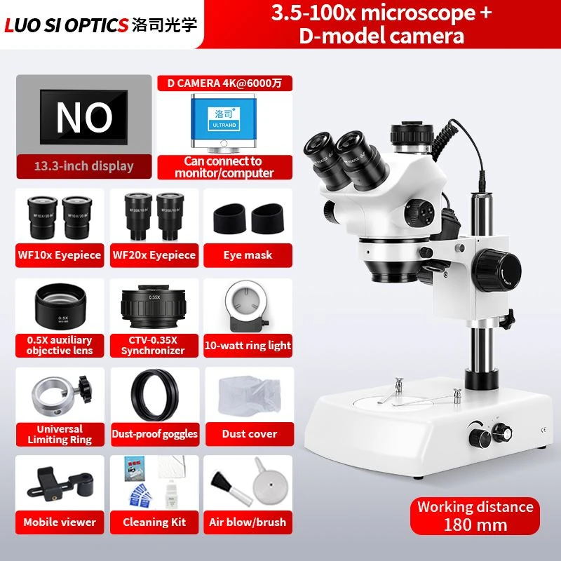 Trinocular Stereo Microscope With D Camera Top And Bottom Light Source,3.5-100X Magnification For Watch Identification