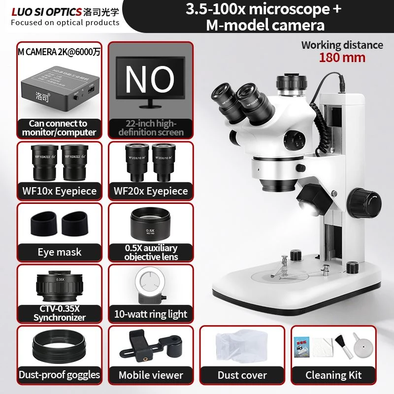Trinocular Stereo Zoom Microscope With HDMI Camera Port 3.5X-100X For Digital Documentation And Teaching Demonstration
